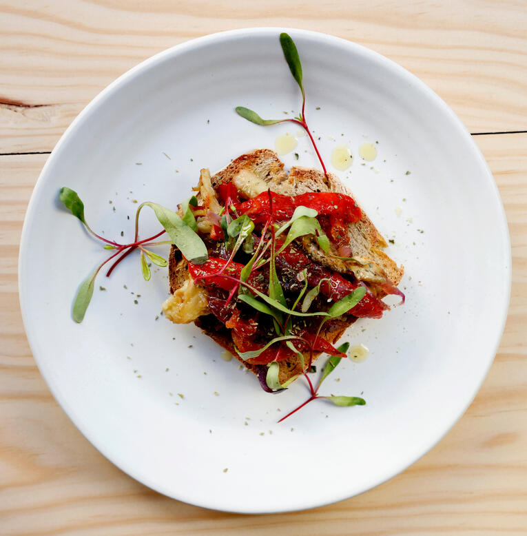 Untitled Toast with Escalivada, Veggieterraneo Évora
